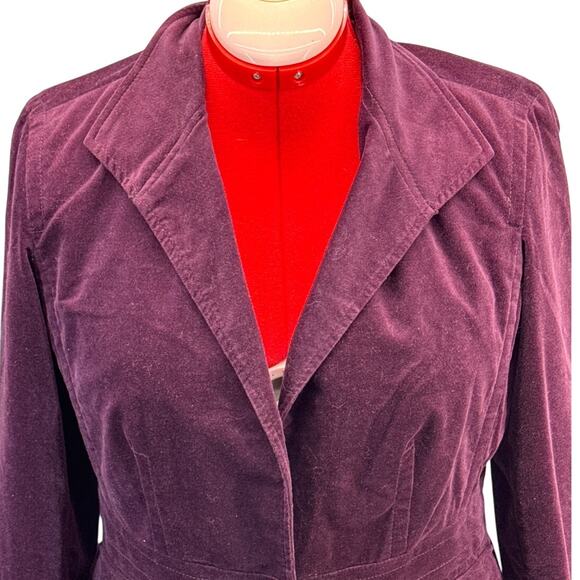 Talbots Velvet One Button Blazer Jacket - Women's 12P Purple - Picture 2 of 8